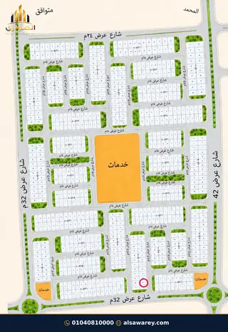 أرض - تم التخصيص 276 م² — مدينة العبور الجديدة، الحي الثامن، المجاورة 5 — موقع القطعة على المخطط — 1