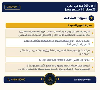 أرض - تم التخصيص 209 م² — مدينة العبور الجديدة، الحي الثالث والعشرون، مجاورة 5 — صورة العرض — 3