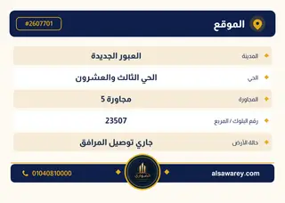 أرض - تم التخصيص 209 م² — مدينة العبور الجديدة، الحي الثالث والعشرون، مجاورة 5 — صورة العرض — 3