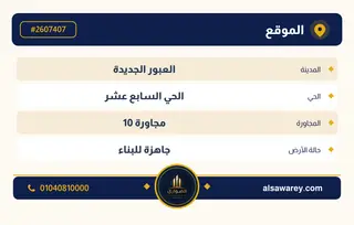 أرض - تم التخصيص 209 م² — مدينة العبور الجديدة، الحي السابع عشر، مجاورة 10 — صورة العرض — 4