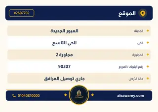 أرض - تم التخصيص 209 م² — مدينة العبور الجديدة، الحي التاسع، مجاورة 2 — صورة العرض — 4