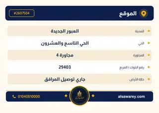 أرض - تم التخصيص 350 م² — مدينة العبور الجديدة، الحي التاسع والعشرون، مجاورة 4 — صورة العرض — 4