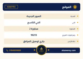 أرض - تم التخصيص 209 م² — مدينة العبور الجديدة، الحي التاسع، مجاورة 2 — صورة العرض — 4