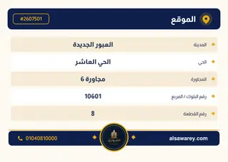 أرض - تم التخصيص 500 م² — مدينة العبور الجديدة، الحي العاشر، مجاورة 6 — صورة العرض — 4