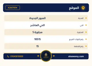 أرض - تم التخصيص 500 م² — مدينة العبور الجديدة، الحي العاشر، مجاورة 5 — صورة العرض — 4