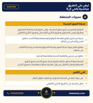 أرض - تم التخصيص 276 م² — مدينة العبور الجديدة، الحي الثامن، مجاورة 6 — صورة العرض — 3
