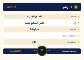 أرض - تم التخصيص 500 م² — مدينة العبور الجديدة، الحي السابع عشر، مجاورة 3 — صورة العرض — 4