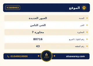 أرض - تم التخصيص 400 م² — مدينة العبور الجديدة، الحي الثامن، مجاورة 7 — صورة العرض — 4