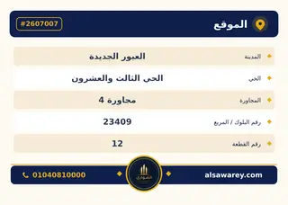 أرض - تم التخصيص 500 م² — مدينة العبور الجديدة، الحي الثالث والعشرون، مجاورة 4 — صورة العرض — 4