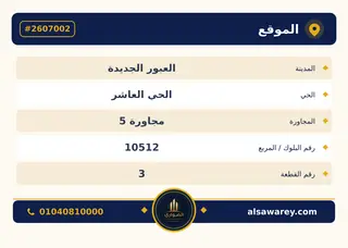 أرض - تم التخصيص 500 م² — مدينة العبور الجديدة، الحي العاشر، مجاورة 5 — صورة العرض — 4