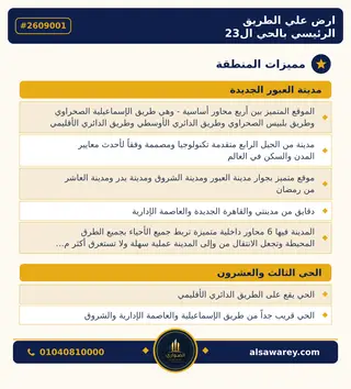 أرض - تم التخصيص 500 م² — مدينة العبور الجديدة، الحي الثالث والعشرون، مجاورة 4 — صورة العرض — 3