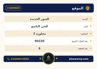 أرض - تم التخصيص 209 م² — مدينة العبور الجديدة، الحي التاسع، مجاورة 2 — صورة العرض — 4