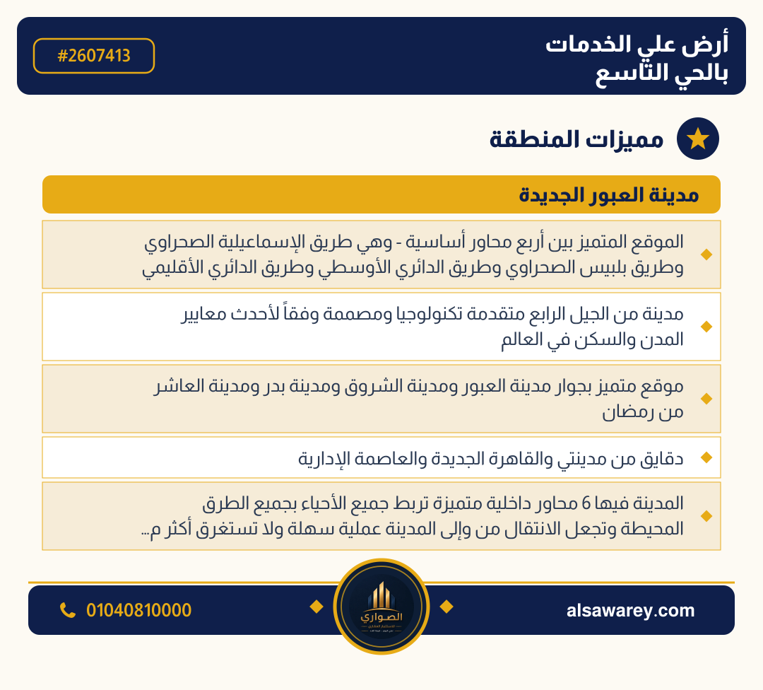 أرض - تم التخصيص — مدينة العبور الجديدة، الحي التاسع، مجاورة 2 — صورة العرض — 3